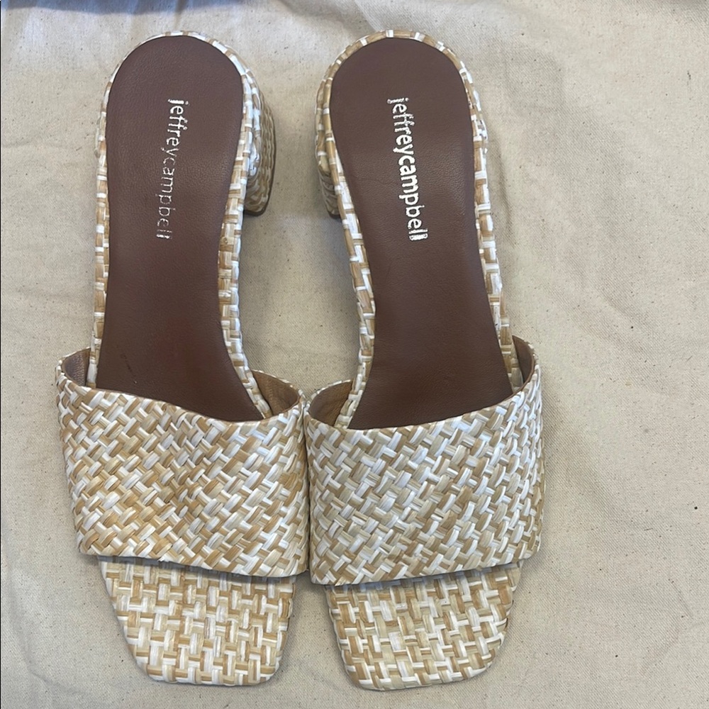 Jeffrey Campbell short raffia slide Sandals size 8